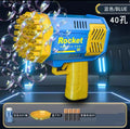 40-hole blue & yellow bubble machine [includes 4 batteries + 1 bottle of bubble solution] - e-commerce packaging