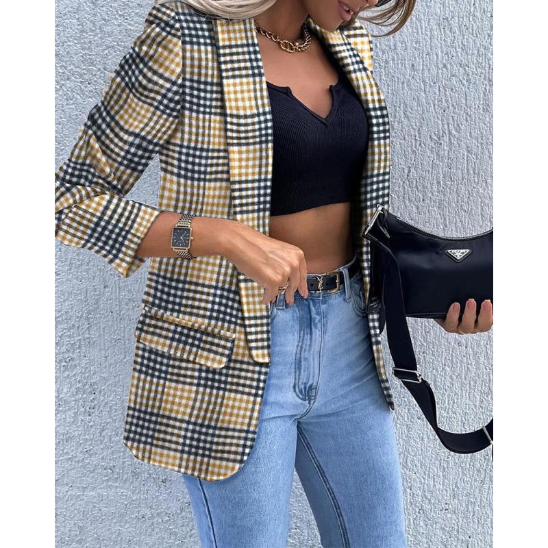 e-commerce independent site,  autumn/winter new arrivals, long-sleeved fashionable and sexy printed blazer