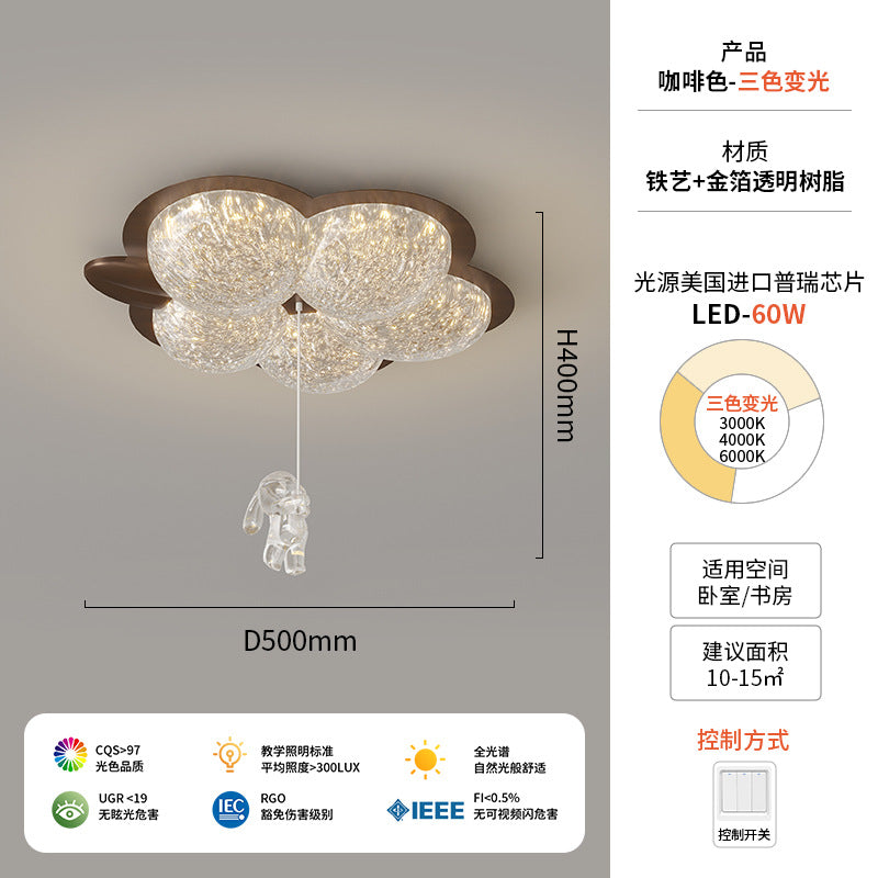 Light luxury flower bedroom light 2024 new post-modern all-copper master bedroom room lighting creative rabbit children's room