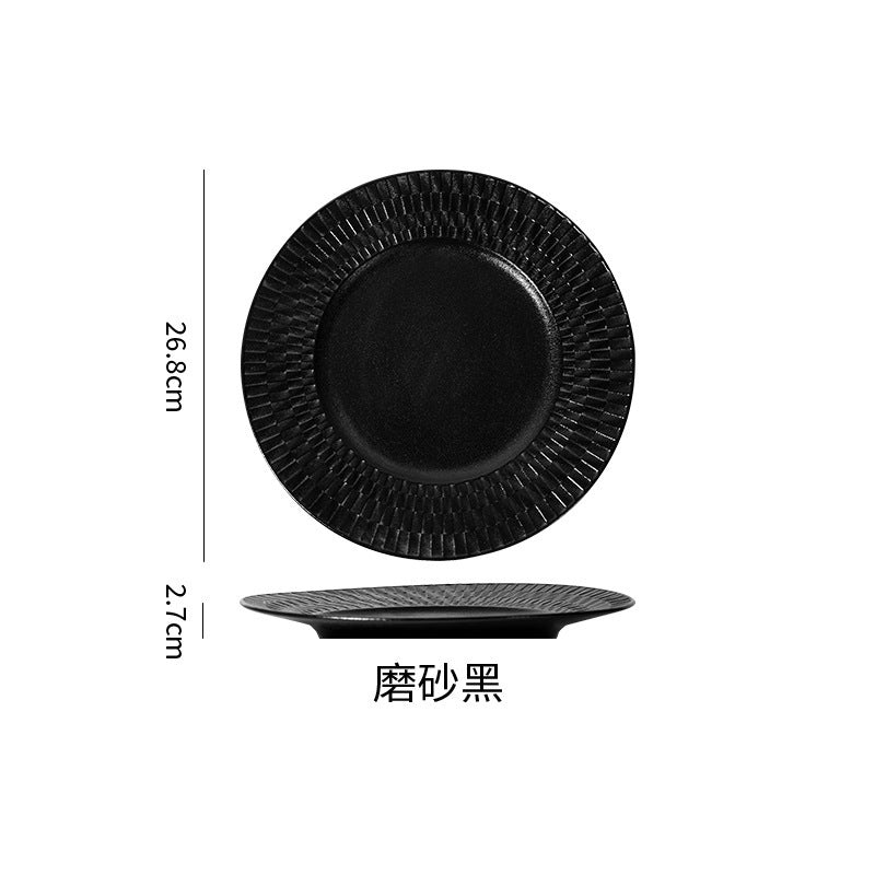 Nordic rock texture ceramic steak plate - premium ceramic tableware for restaurants and hotels