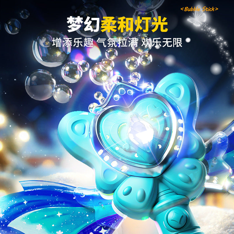 Influencer princess magic wand bubble machine - fairy handheld light-up leak-proof automatic bubble wand - girl's toy gift