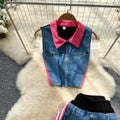 Age-reducing suit for women young lady style classy floral short-sleeved pleated tops + high waistcasualpants two-piece suit