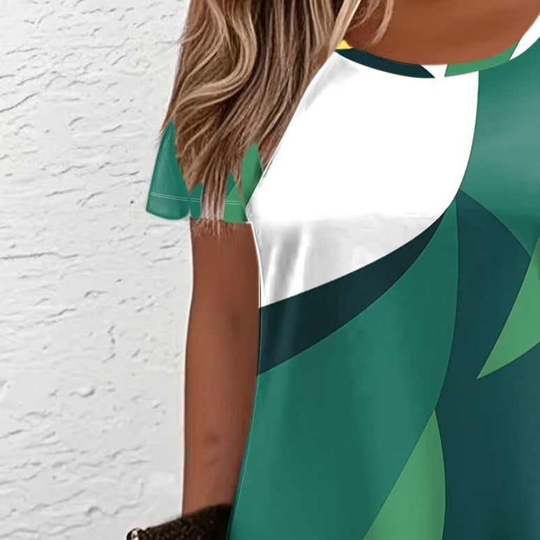 wholesale women's short-sleeved dresses, fashionable women's dresses for spring, summer, and autumn, new cross-border printed designs