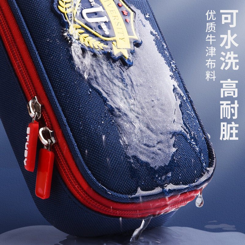 British style pencil bag three-layer large-capacity stationery box student high-value pencil case canvas stationery bag pencil bag wholesale