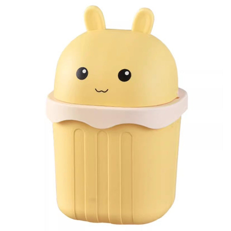 Creative desktop trash can with lid - perfect for office, home, bedroom, living room, kitchen - waste bin, sanitary bucket, tabletop paper basket
