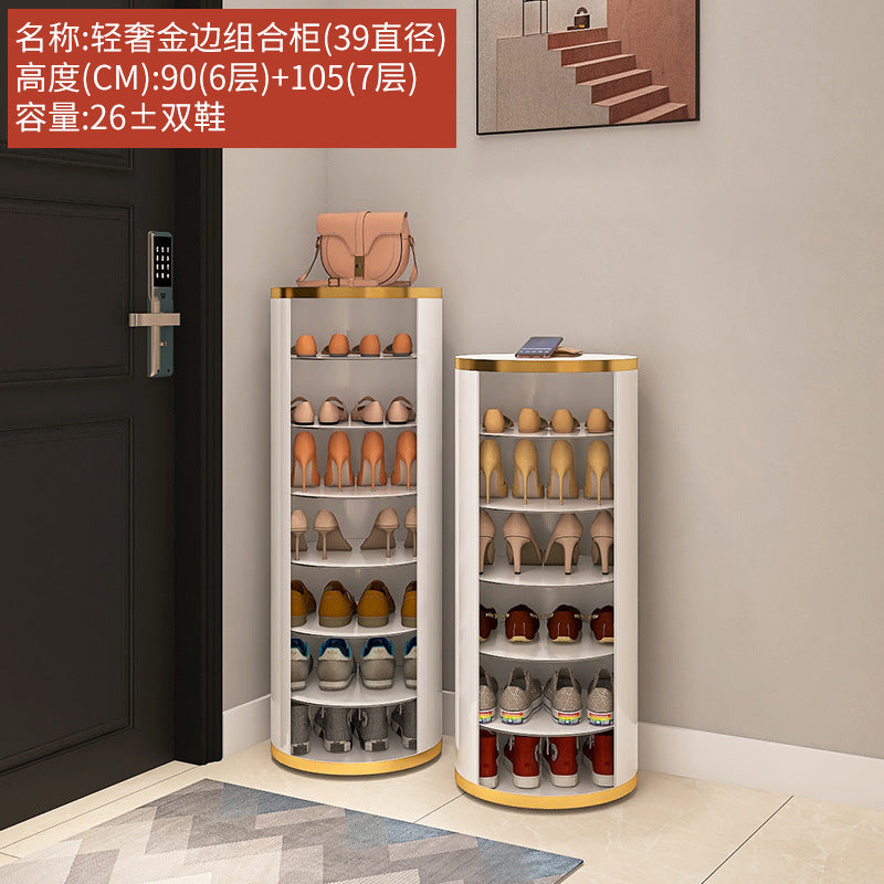 Rotating shoe cabinet household door 2025 new entry entrance entrance steel round multi-layer disinfection shoe rack