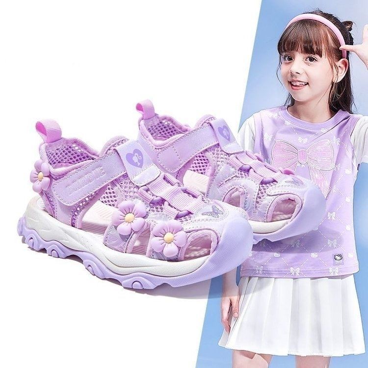 Girls' closed-toe sandals: new summer  collection - kids' athletic sandals for girls, breathable and hollowed-out beach sandals for older girls and young women