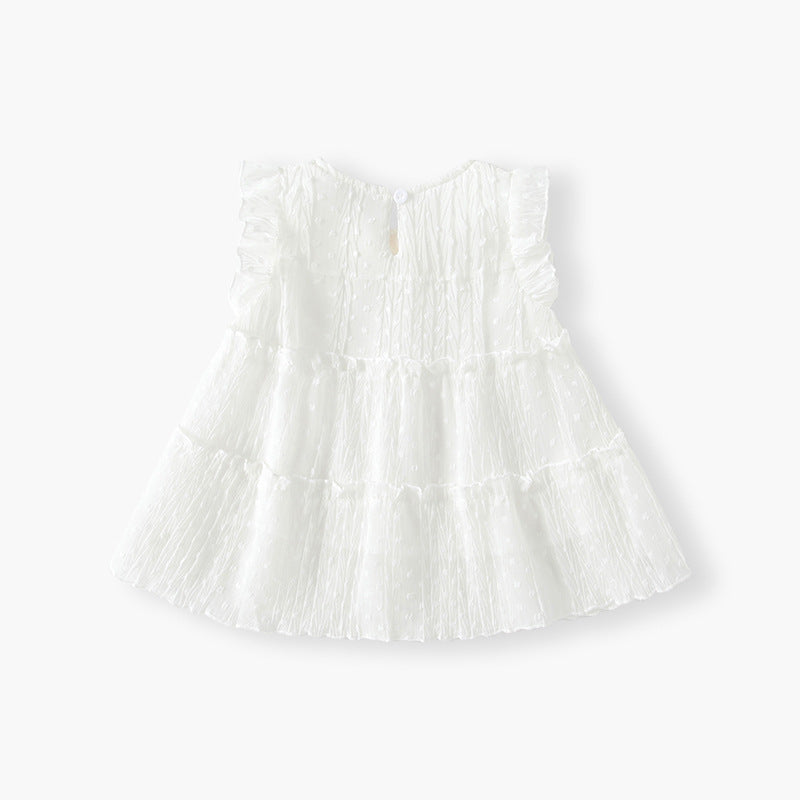 new girls' tank dress summer outfit baby girl princess dress stylish puffy flutter sleeve dress chiffon infant dress