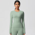 nude feel brushed yoga top - quick-dry, compression fit, long sleeve activewear for running and fitness
