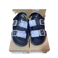 Za2024 autumn new arrivals: women's european & american fashion sandals - black studded flat leather sandals for outdoor wear