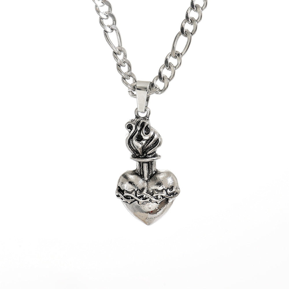 Wholesale retro punk cross necklace - european & american cross-border dark aesthetic skull heart pendant - halloween accessories for women