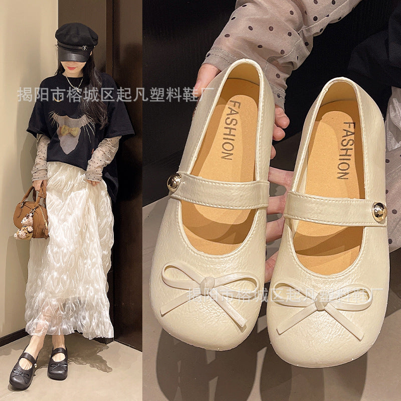 New arrival baotou flatsfrenchretrobows women's mary jane flats shoes flats soft bottom flats women's casual shoes