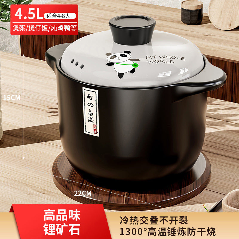 Casserole high temperature resistant stew pot soup casserole explosion-proof for home cooking porridge double ears large capacity open flame high temperature resistant soup pot