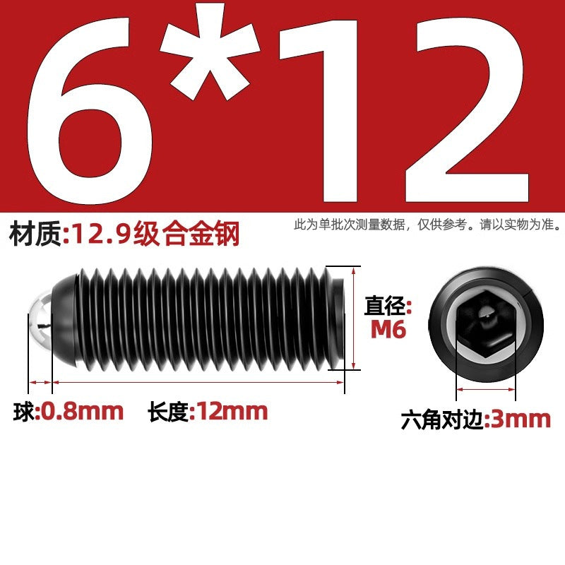 304 stainless steel/12.9 grade wave ball screw steel ball fastening spring ball head spring plunger ball glass positioning ball