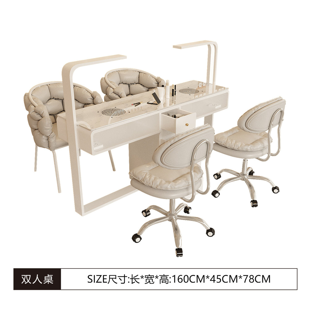 Manufacturer's new arrival porcelain-free manicure table with marble tabletop, dust-proof with vacuum cleaner socket, manicure table and chair set