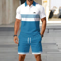 hot-selling men's polo shirt set, new summer two-piece casual short-sleeve and shorts set, dropshipping available