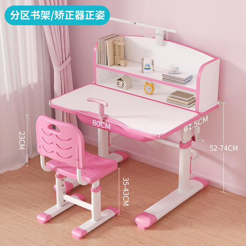 Children's study table Primary school students Writing homework desk Household simple children's desks and chairs Lifting table set