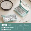 Plastic portable pill organizer - sealed, week-long, high-capacity travel pill case with compartments