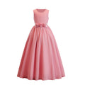 Girls' formal dress - long, round neck, minimalist style - children's evening gown - elegant & chic - birthday party - chiffon - custom made
