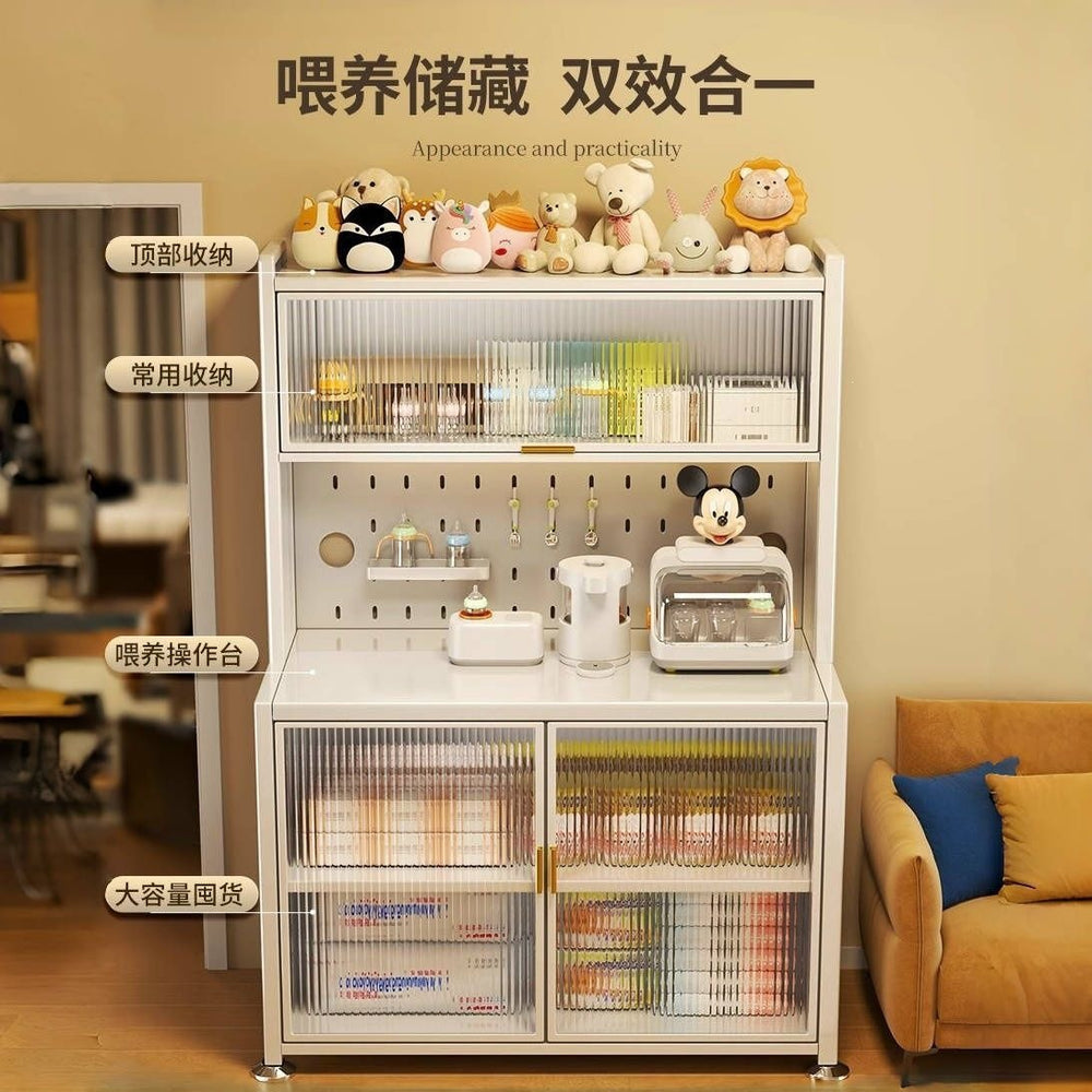 Kitchen baby feeding station organizer cabinet, baby supplies storage rack, freestanding multi-tier large capacity storage cabinet