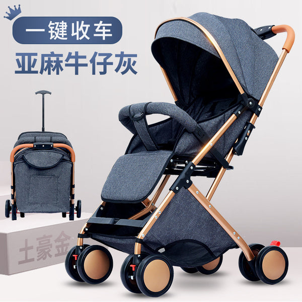 Stroller four wheels can be OEM can be customized color and packaging Stroller can sit and lie high landscape lightweight