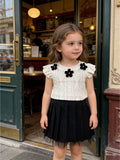 cross-border girls' fashion set: european & american style floral solid color halter top + a-line pleated skirt two-piece outfit