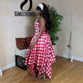 European and american cross-border african women's clothing  summer new fashion trend halter plaid asymmetrical slip dress