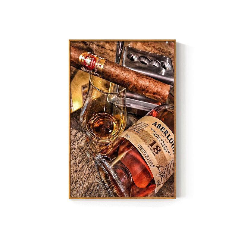 Cigar bar hanging painting American bar high-end club nightclub box wall decoration painting whiskey tobacco and alcohol shop mural