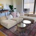 Cream style tofu block sofa retronormcorepopular designer home quiet style corduroy cloth living room modular sofa