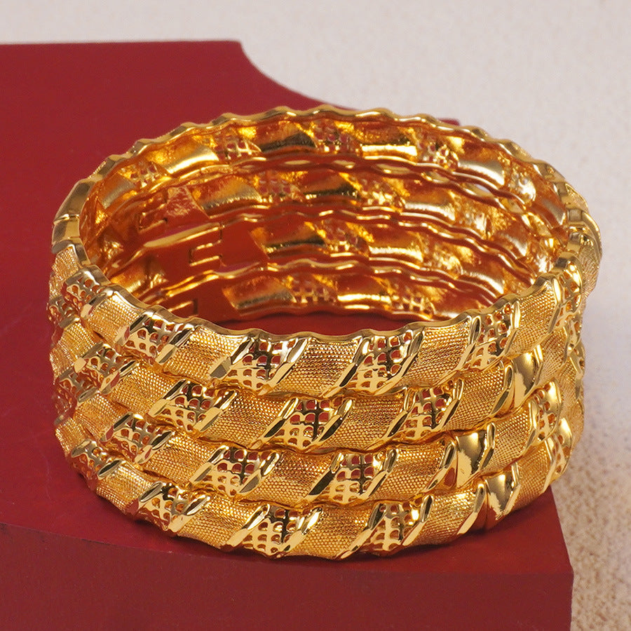 24k gold plated middle eastern women's fashion open copper bangle dubai saudi arabian jewelry bridal luxury