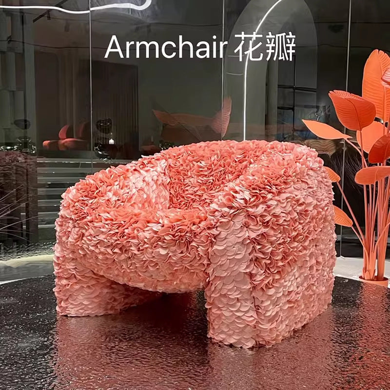 Nordic designer pink petal chair - creative artistic living room flower armchair