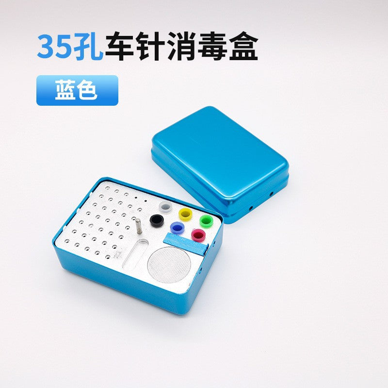 Dental 35-hole multi-purpose car needle box High-speed car needle/enlarged needle/dental glue tip Three-purpose with ruler car needle disinfection box
