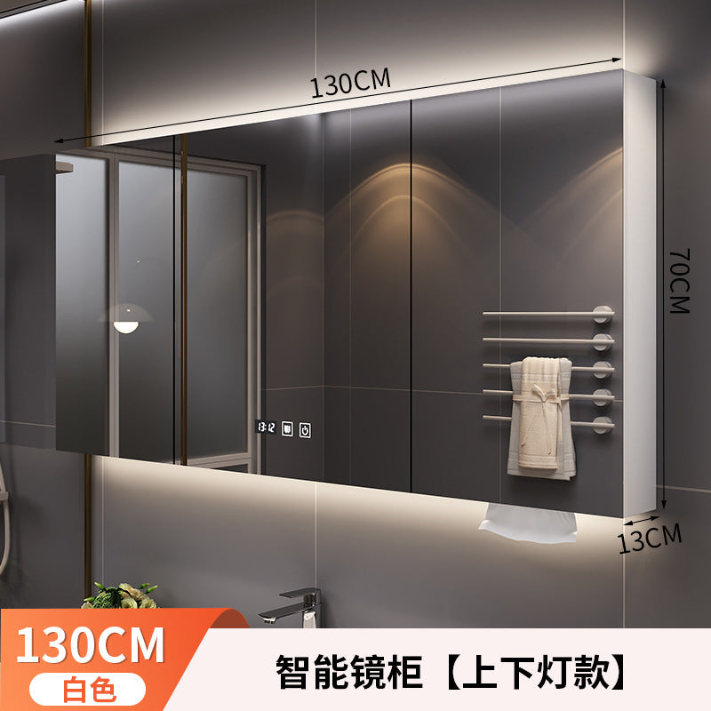Smart bathroom mirror Solid wood separate wall-mounted bathroom mirror cabinet Locker Toilet storage locker Mirror