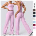 Outdoor casual running fitness yoga outfit - quick-dry, breathable, sexy racerback high-waisted straight-leg pants sports set