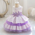 Wholesale children's dresses for export: lace floral tiered princess dress, baby girl's first birthday dress, evening gown