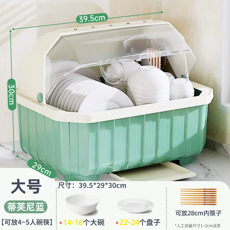 Golden Cat Kitchen Drain Cupboard with Lid Bowl Box Dishes Plates Chopsticks Cutlery Household Shelves Storage Box