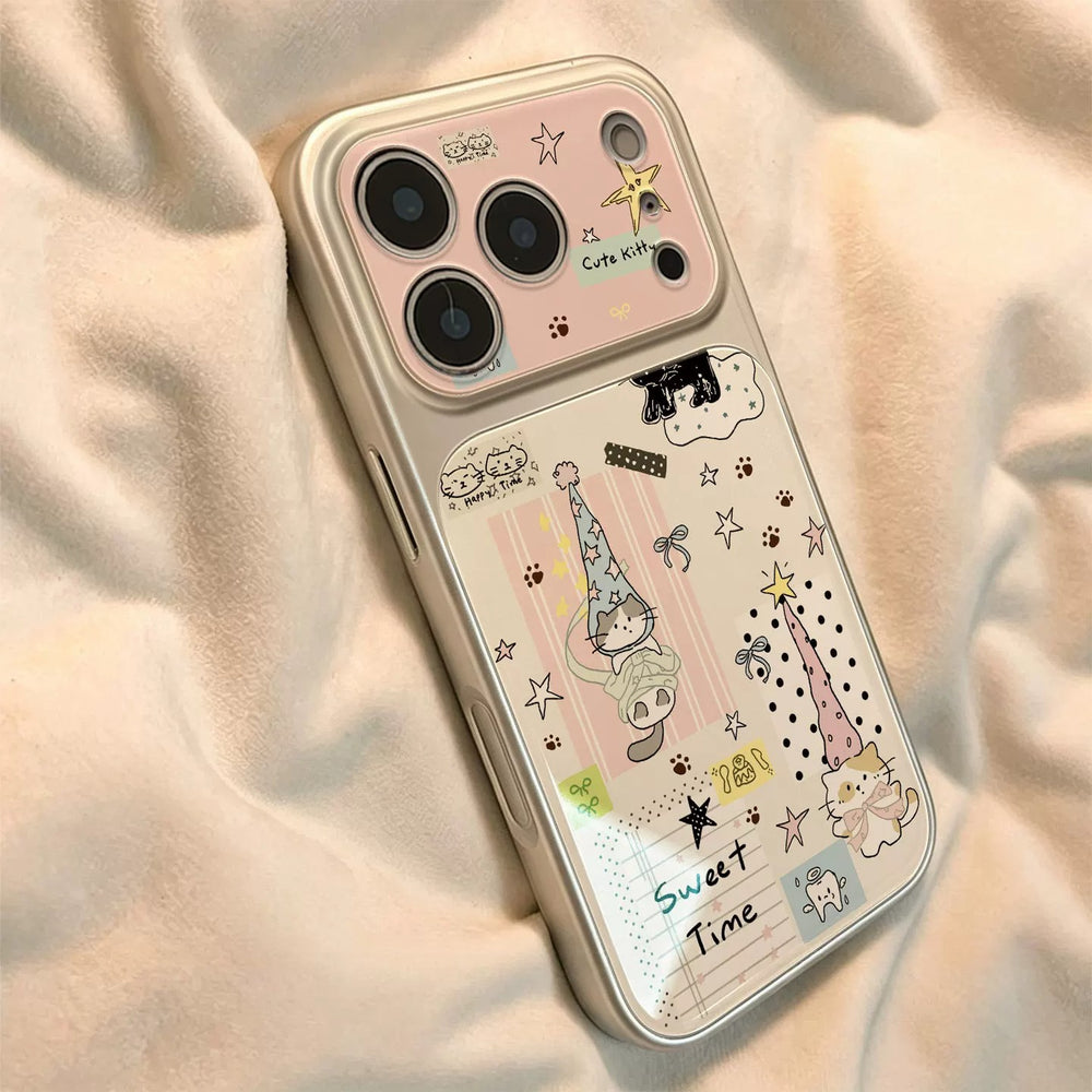 Long hat cat phone case for iphone 18, apple 17 pro max, bowknot star 16, anti-drop protective cover