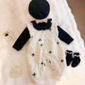 Fall and winter baby onesie overalls k-style baby style lace suit style baby heattechtwo-piece set trendy