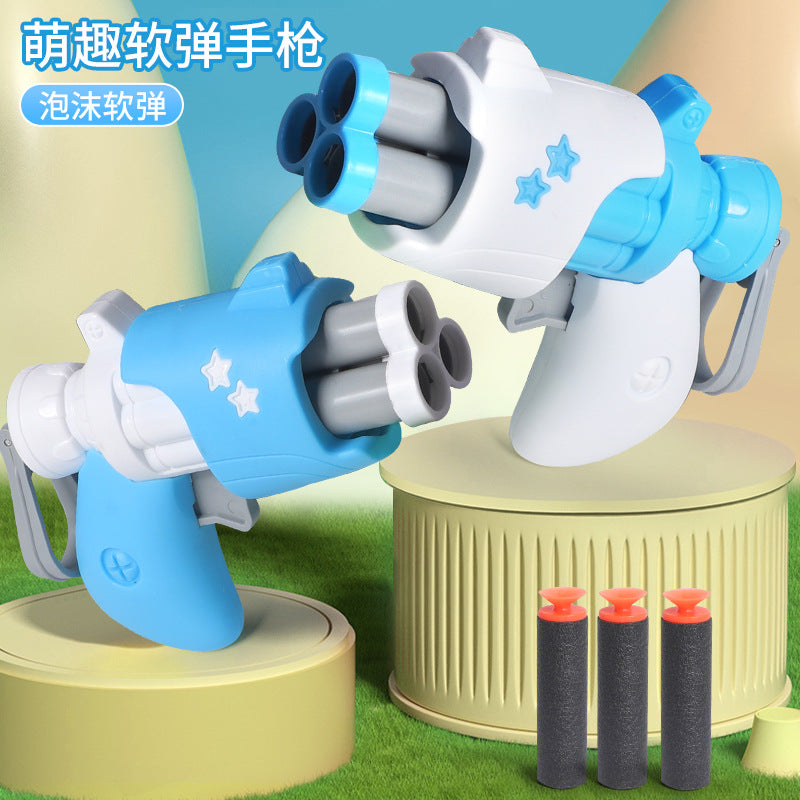 Douyin boy carrot new toy mini gun manual soft bullet revolver indoor kids toy gun suction cup bullet