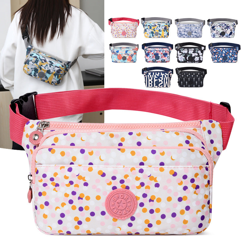 Fanny pack 2025 summer new printed nylon cloth small bag  fashion lightweight shoulder messenger bag casual breast bag