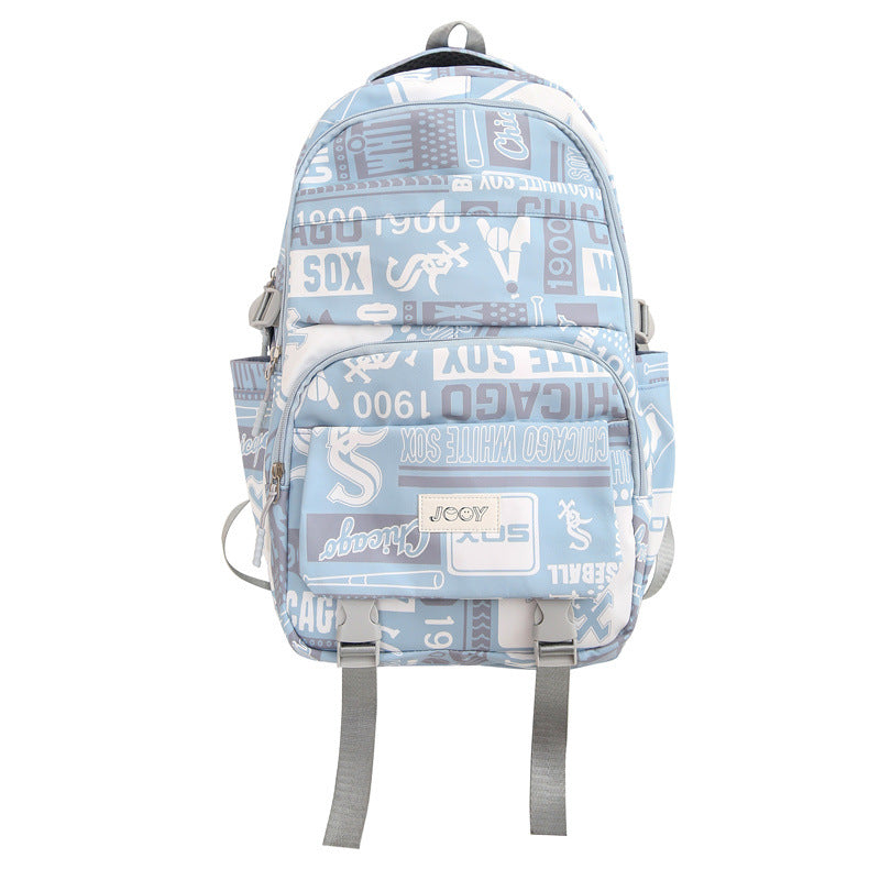 New large-capacity Korean version of middle school students, junior high school backpacks, men's fashion trend graffiti schoolbags, women's strong backpacks