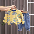 Boys' cool & stylish sweatshirt set for autumn/winter  - new trendy kids' clothing for baby boys, perfect for making a statement on the street, suitable for young children and middle-sized kids, summer wear