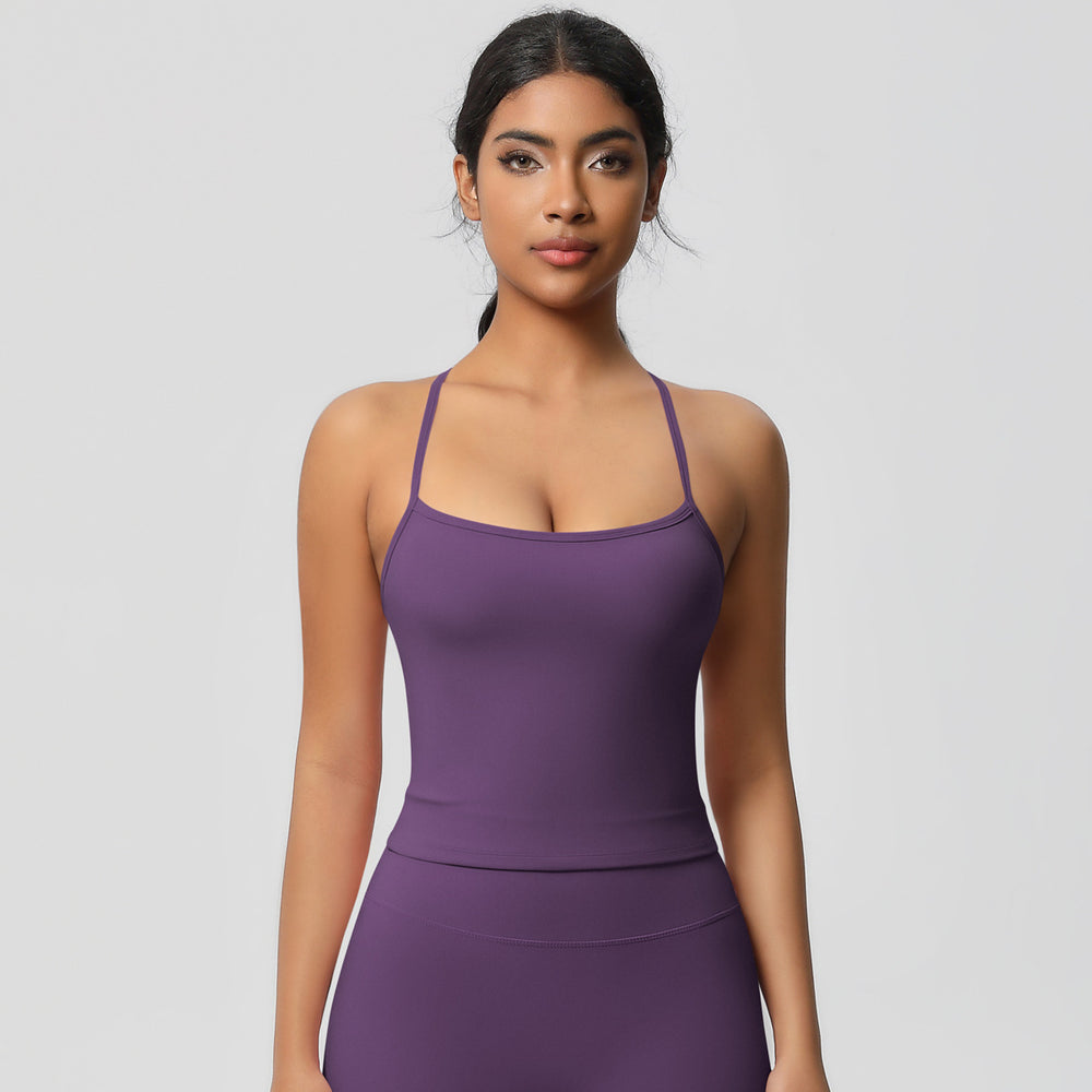 Shockproof push-up strappy back yoga bra - quick-dry, breathable, compression top - running & fitness sports tank top for women