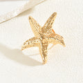 Gold-plated open ring wholesale european and american cross-border jewelry jewelry seaside conch starfish sense of design exaggerated ring for women