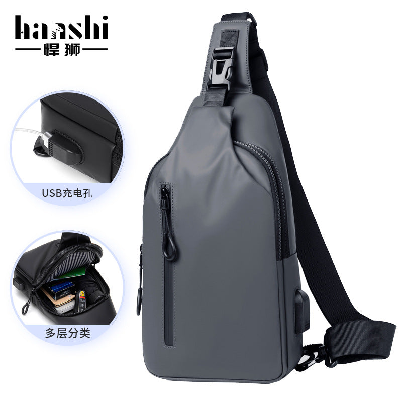 Fashion Men's Premium Breast Bag Casual Shoulder Women's Crossbody Bag Commuter Waterproof Chest Bag Travel Shoulder Bag Tide