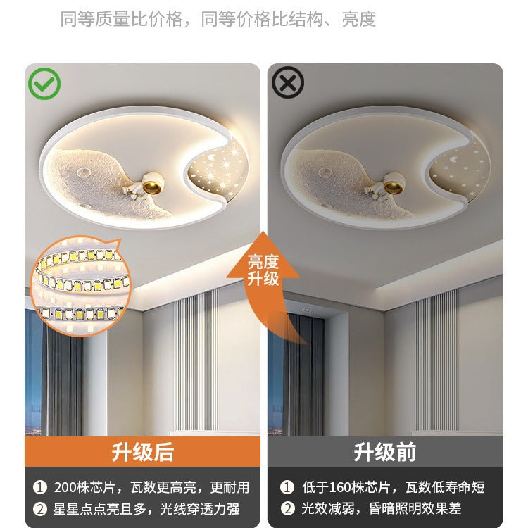 Children's room eye protection full spectrum astronaut ceiling light, boys and girls bedroom room warm lighting LED lamps
