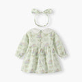 Girls' dress  spring/autumn new princess dress butterfly garden style girls' dress turn-down collar long sleeve ruched girls' dress
