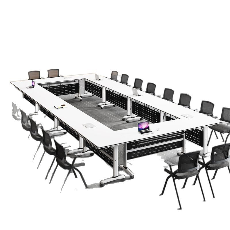 Mobile office desk strip table mechanism with wheels, splicing double educational desk, foldable conference table, training table and chair combination