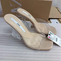 Za2024spring new transparent special-shaped high-heeled sandals women's rubber thick heel leather casual one-shaped high-heeled shoes