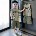 Boys'  summer new sleeveless tank top and shorts casual two-piece set - lightweight style for mid-to-large children